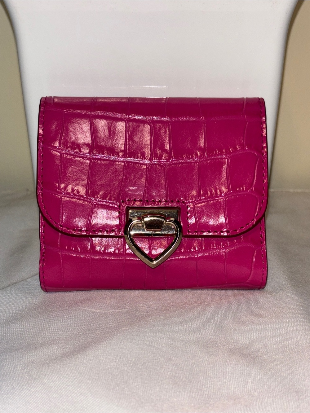 NWOT Kate Spade Lovitt Croc-Embossed Flap Mini Wallet Pink - Discontinued